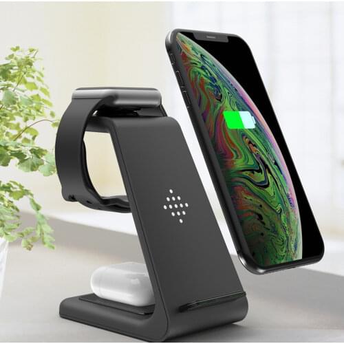 10W Wireless Charger 3 in 1 Qi Fast Charging Charger Stand For iPhone 12 11 Pro Max XS For Apple Watch AirPods Pro Dock Station