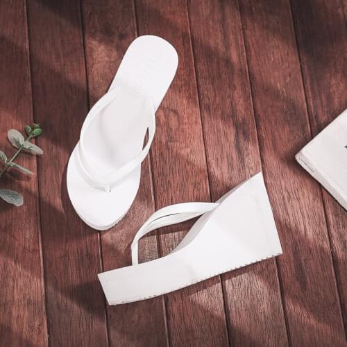 2021High-heeled Shoes Lady House Slippers Platform Slides Low On A Wedge Rubber Flip Flops Summer Clogs Woman Candy Colors Heels