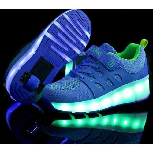 Black Green Pink USB Charging Fashion Girls Boys LED Light Roller Skate Shoes For Children Kids Sneakers With Wheels One wheels