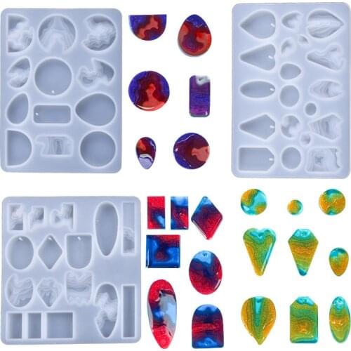 DIY Crystal Epoxy Resin Mold Island Earring Pendant Silicone Mold Handmade Mirror Silicone Mold For Resin