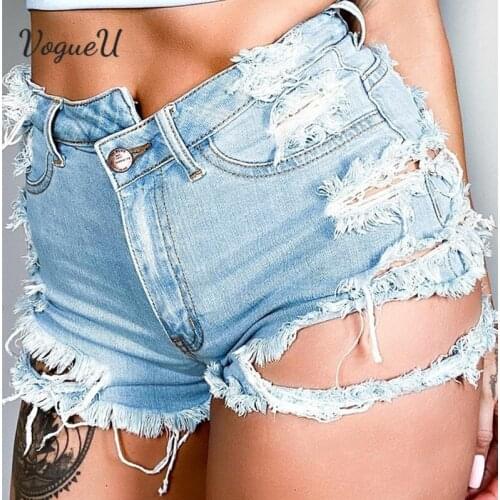 Women Irregular Ripped Holes High Waist Fashion Casual Jeans Sexy High Waist Denim Shorts Hot Street Torn Jean Summer New