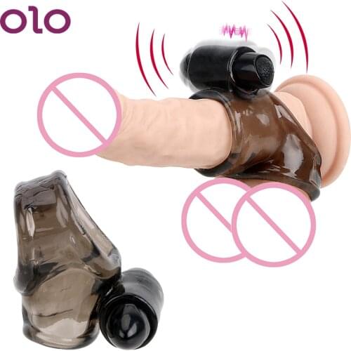 OLO Vibrator Penis Ring Male Longer Lasting Cock Ring Delay Ejaculation Scrotal Binding Silicone Sex Toys for Men Elastic