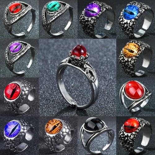 Elegant Vintage Red Gem Adjustable Rings For Women Magic Color Creative Stone Jewelry Trend Female Party Accessories