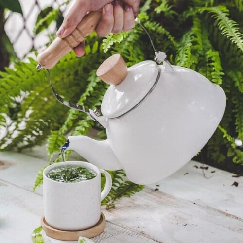 Japanese style enamel water kettle teapot coffee milk pot cold kettle kungfu tea pots Chinese medicine gas electromagn gift 1.3L