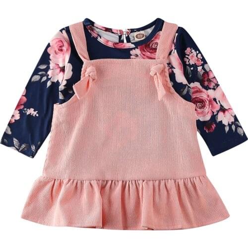 Emmababy Toddler Infant Baby Girl Floral Top Shirt Bib Skirts Outfits Clothes Sunsuit