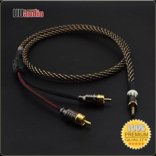 HIFI 3.5mm to 2 RCA Stereo Cable Budweiser RCA + Canare Audio-cable with Magnetic ring for Mp3 DAC AMP / DIY 0.5M - 5M