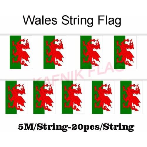 KAFNIK,5 meters 20 faces 14*21CM wales String Flag Banner Bar For Party Decoration/World Event Carnival Decor