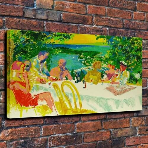 LeRoy Neiman HD Print Modern Abstract Wine Alfresco Oil Painting on Canvas Poster Wall Art Picture for Living Room Home Decor