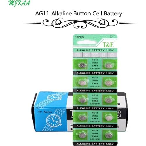 200Pcs=20Card AG11 LR721 362 Button Batteries SR721 162 Cell Coin Alkaline Battery 1.55V For Watch Toys Remote