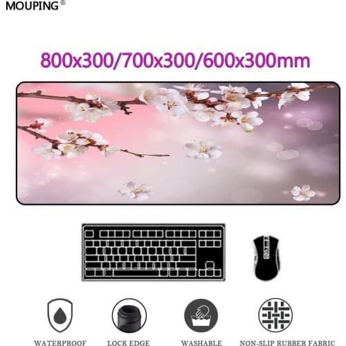 Cherry Blossom Mouse Pad Gamer Keyboard Sakura Desk Mat Carpet Gaming Accessories Deskpad Mousepad 800x300 Computer DropShipping