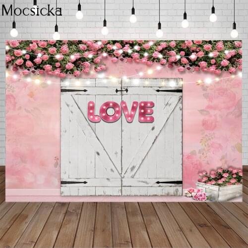 Mocsicka Valentines Day Rose Flower Love Wood Board Photography Background Romantic Art Photo Portrait Decoration Props Studio