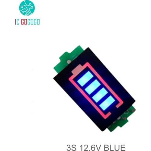 3S 3 Cell Lithium Battery Capacity Indicator Module 12.6V Blue Display Electric Vehicle eBike Battery Power Tester Li-po Li-ion