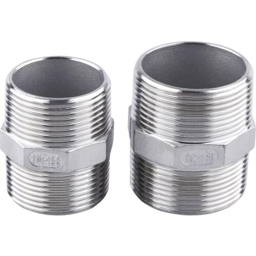 Male Straight Hexagon Joint Nipple Pipe Connection 304 fittings Stainless Steel threaded 1/2" 1/8" 1/4" 3/4" 11/4" connector