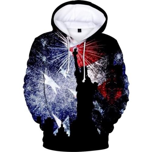 Aikooki USA Hoodies Men Sweatshirt JULY FOURTH Hooded United States America Independence Day Hoody Mens National Flag Tops Coats