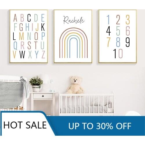 Personalized Name Wall Art Canvas Painting Posters Prints ABC Alphabet Nursery Minimalist Nordic Wall Decor Baby Kids Room Decor