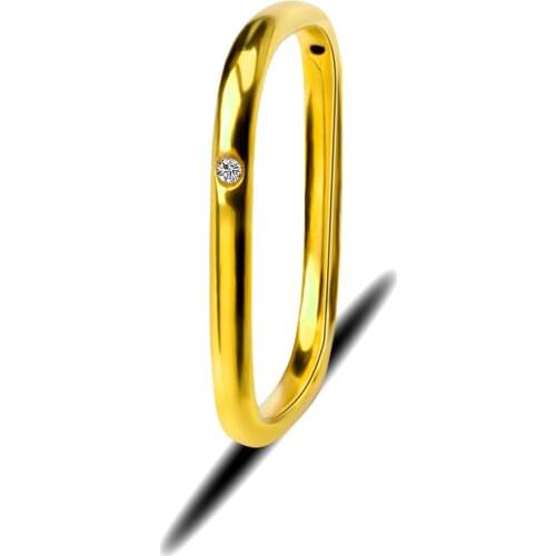 ZHIXI New Real 18K Gold Ring Pure AU750 Fine Jewelry Simple Square Shape For Women Party Gift