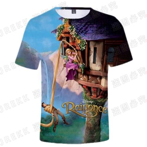 2021 New Summer Disney Anime Tangled Rapunzel Printed 3D T Shirt Men Women Children Cool Tee T-shirt Boy girl Kids Tops Clothing