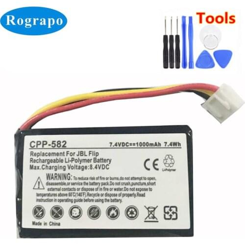 New AEC653055-2S Battery For JBL Flip 1 Flip1 Accumulator 7.4V 1000mAh Li-Polymer Replacement Batterie 3-wire Plug+tools