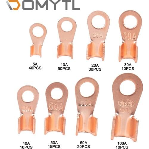 245Pcs 5-100A Crimp Copper Ring Lugs Terminal Connector with Heat Shrink Tubing Home Circuit Modification Electrician Repair