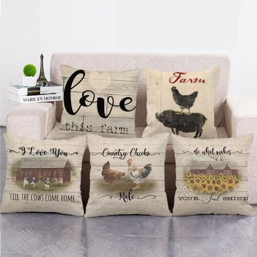 Wholesale 45cm*45cm Retro farm animals Linen/Cotton Throw Pillow Covers Couch Cushion Cover Home Decor Pillowcase
