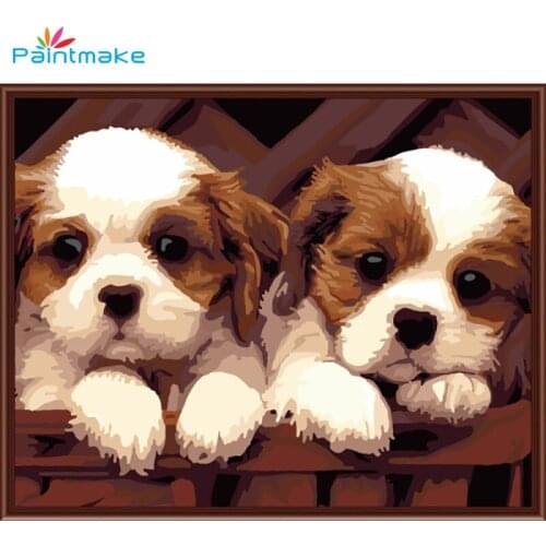 Paintmake animal DIY Painting By Numbers Drawing Kits cute dogs Oil Hand Painted On Canvas For Home Decor Art gift G268