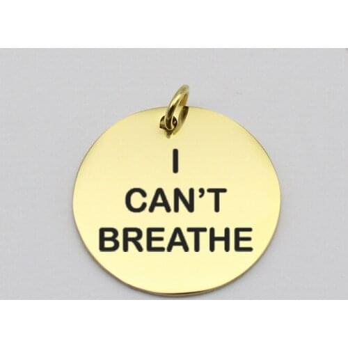 20pcs I Can't Breathe Charms Stainless Steel Pendant Black People Charm DIY Handmade Accessories