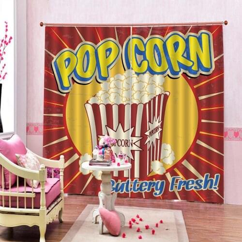 Custom 3D Curtains Cinema tograph Popcorn Curtains photography backgrounds Curtains Computer print party Curtains Decor