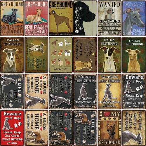 [ Kelly66 ] Warning Dog Rules Parking For Italian Greyhound Only Metal Sign Home Decor Bar Wall Art Painting 20*30 CM Size DG-19