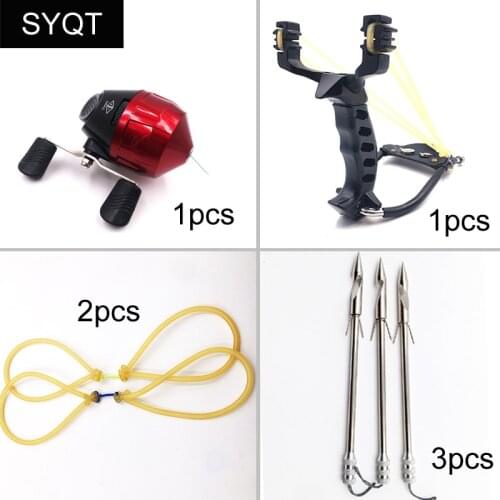 1pcs Slingshot +1pcs Reel For Fishing Slingshot Shooting Fish Sports Bow Fishing Rubber Band Powerful