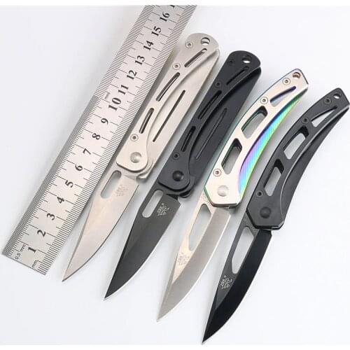 SANRENMU 7017 7021 Folding Pocket Knife Fruit Knfie Stainless Handle knife with Blet Clip for Camping Hiking and Travel
