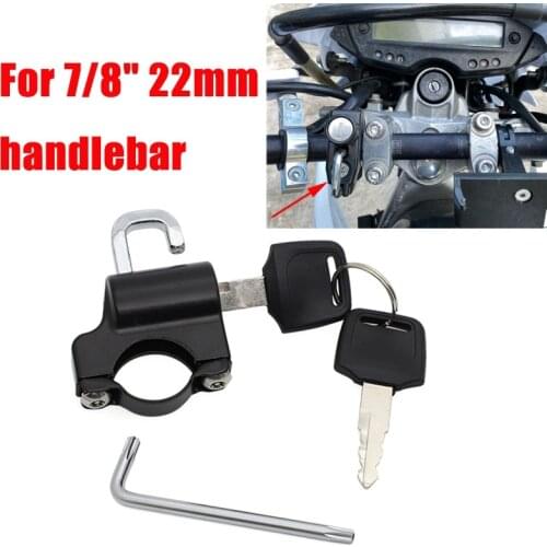 Universal Motorcycle Helmet Lock Motorbike Hanging Hook Keys Set Aluminum Compatible with 7/8Inch 22mm Handlebar Tubing