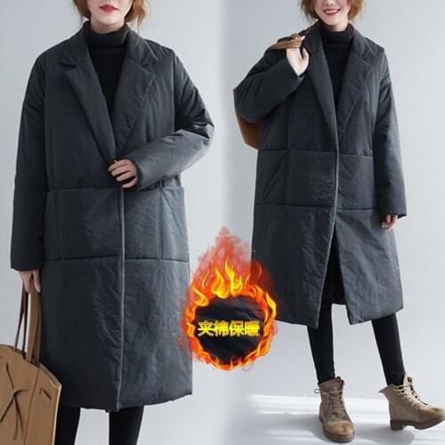 Plus Size Winter Long Jacket Coat Women Black Blazer Oversize Outerwear 2020 New Overcoat Big Pocket Clothing Female Windbreaker
