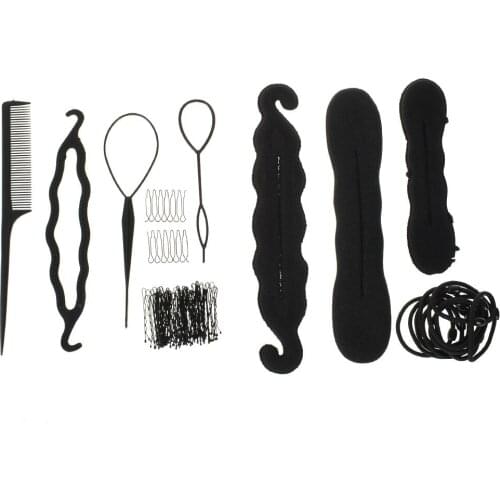 Fashion Sets Sponge Bangs Style Clip Black Rope Women Girls Fast Easy Princess Hairstyle Popular Hair Artifact Make Styling Tool