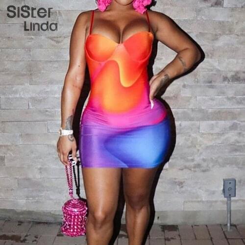 Sisterlinda Autumn Aesthetic Print Bodycon Mini Dress Women Sleeveless Backless Hip Sling Dress Female Party Clubwear Mujer 2021