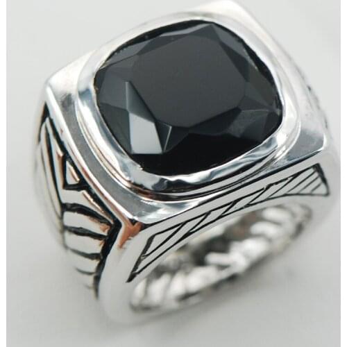 Black Onyx Women 925 Sterling Silver Ring F915 Size 6 7 8 9 10