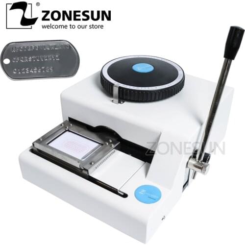 ZONESUN Manual Embossing Machine Dog Tag engraver Stainless Steel Metal Machine Number military Plate 52 letters Characters