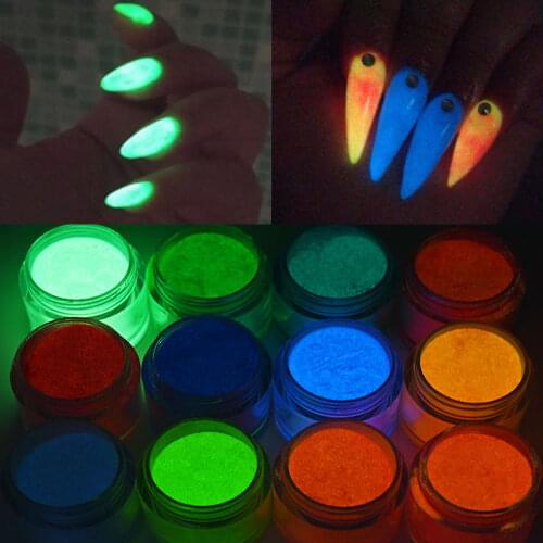 10ml/Bottle Glow In Dark Nail Art Dipping Powder Neon Phosphor Acrylic Powder For Carving Extension Dust Luminous Pigment Ta#042