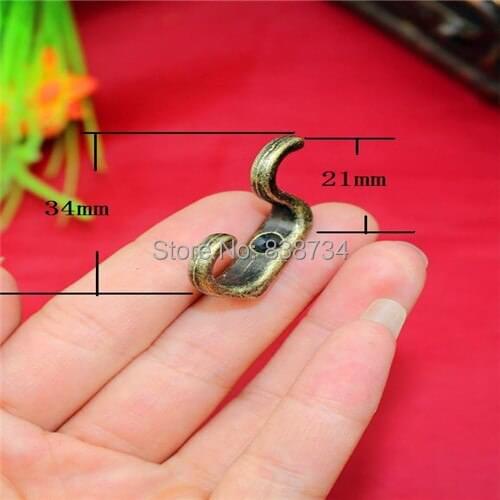 100pcs 34*21mm zinc alloy antique brass plated bronze color s type small coat clothes bag hook