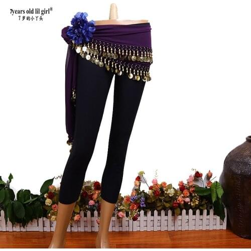 2021Belly Dance Hip Belt Waist Chain Egypt Rectangle 2rows Golden Coins