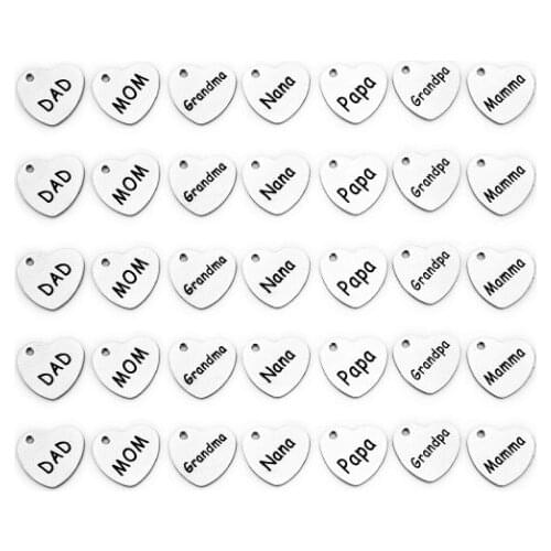 5pcs/lot 13mm heart lettering Connector Metal Alloy Pendant For DIY bracelet Jewelry Making rt3s