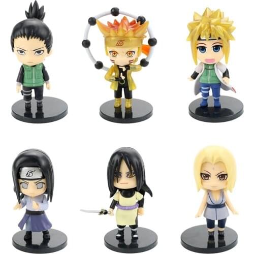 6pcs/set New Naruto Wave Nara Shikamaru Anime Cartoon Action Figure Decorative Toy Ornaments Model Gifts