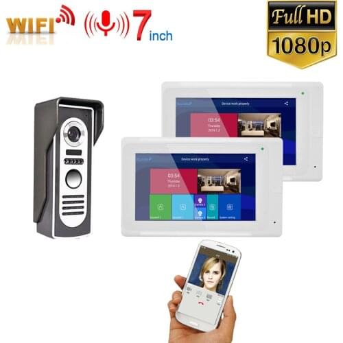 7 inch 2 Monitors Wireless WIFI Video Door Phone Doorbell Intercom Entry System with Wired HD 1080P Wired Camera Night Vision,S