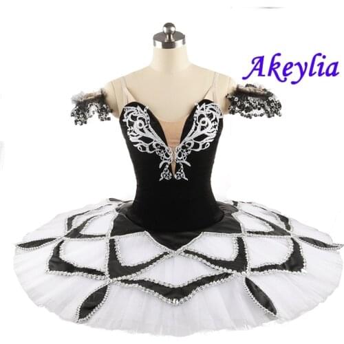 Harlequinade Ballet Tutu Professional Girl competition black white Women Pancake tutu Ballet classical Costume Dress Droll 0172