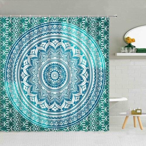 Mandala Flower Pattern Shower Curtain Indian Bohemia Style Multi-Color Floral Bathroom Decor Accessories Waterproof Curtains