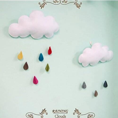 Baby Pillow Kids Room Decoration Handmade Boys Raining Clouds Water Drop Girls Bed Hanging Teepees Tent Toy For Children