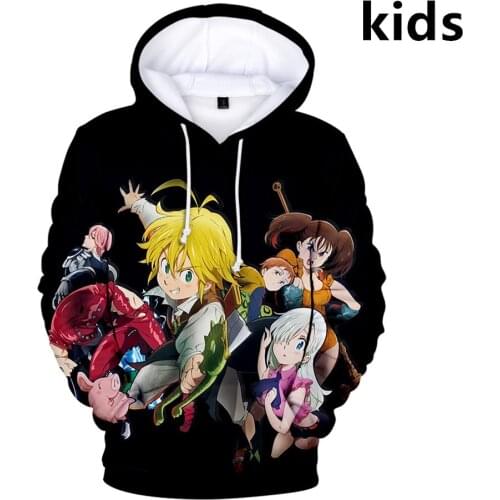 2 to 14 Years The Seven Deadly Sins Clothing Children Kids Boys Girls 3D Hoodie Nanatsu No Taizai Sweatshirt Child Clothes