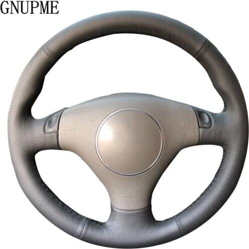 GNUPME Black Steering Cover Hand-Stitched Artificial Leather Car Steering Wheel Cover for Audi A4 2000-2005 Audi A6 2000-2004