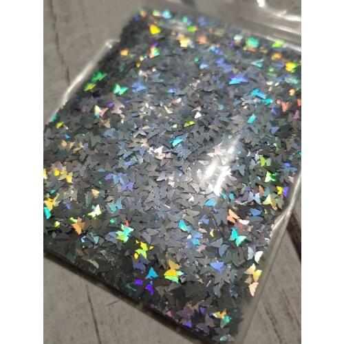 Holographic Butterfly Glitter - 50 grams Silver Glitter Nails, Nail Art Glitter Sparkly Paillette Dust Powder Beauty Decoration