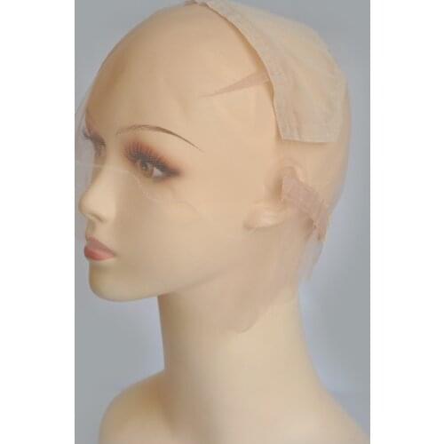 Brown/Beige Full Lace Wig Cap For Making Wig With Adjustable Stretch Straps With Guide Line Glueless Weaving Cap Swiss Lace Cap