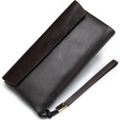 Genuine Leather Wallet Men Wristlet Purse Coin Men Clutch Purses & Wallets Long Wallet Zipper Money Bag Men Leather Long Wallet